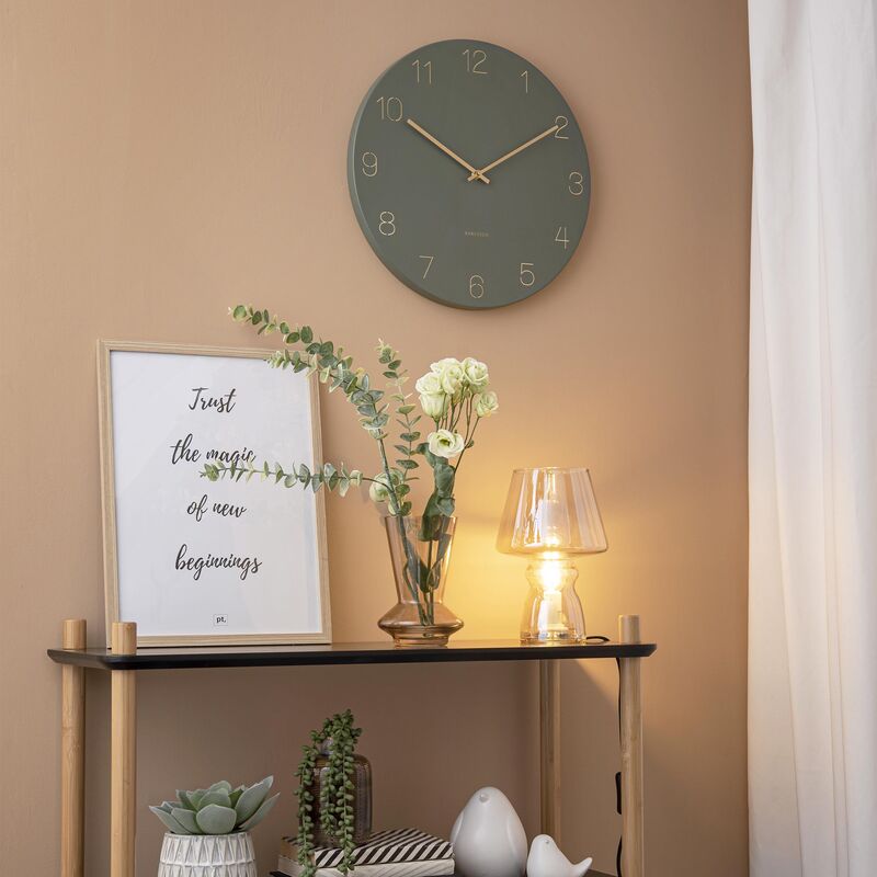 Charm Engraved Numbers väggklocka, grön