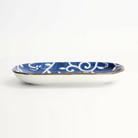 Blue Karakusa oval tallrik