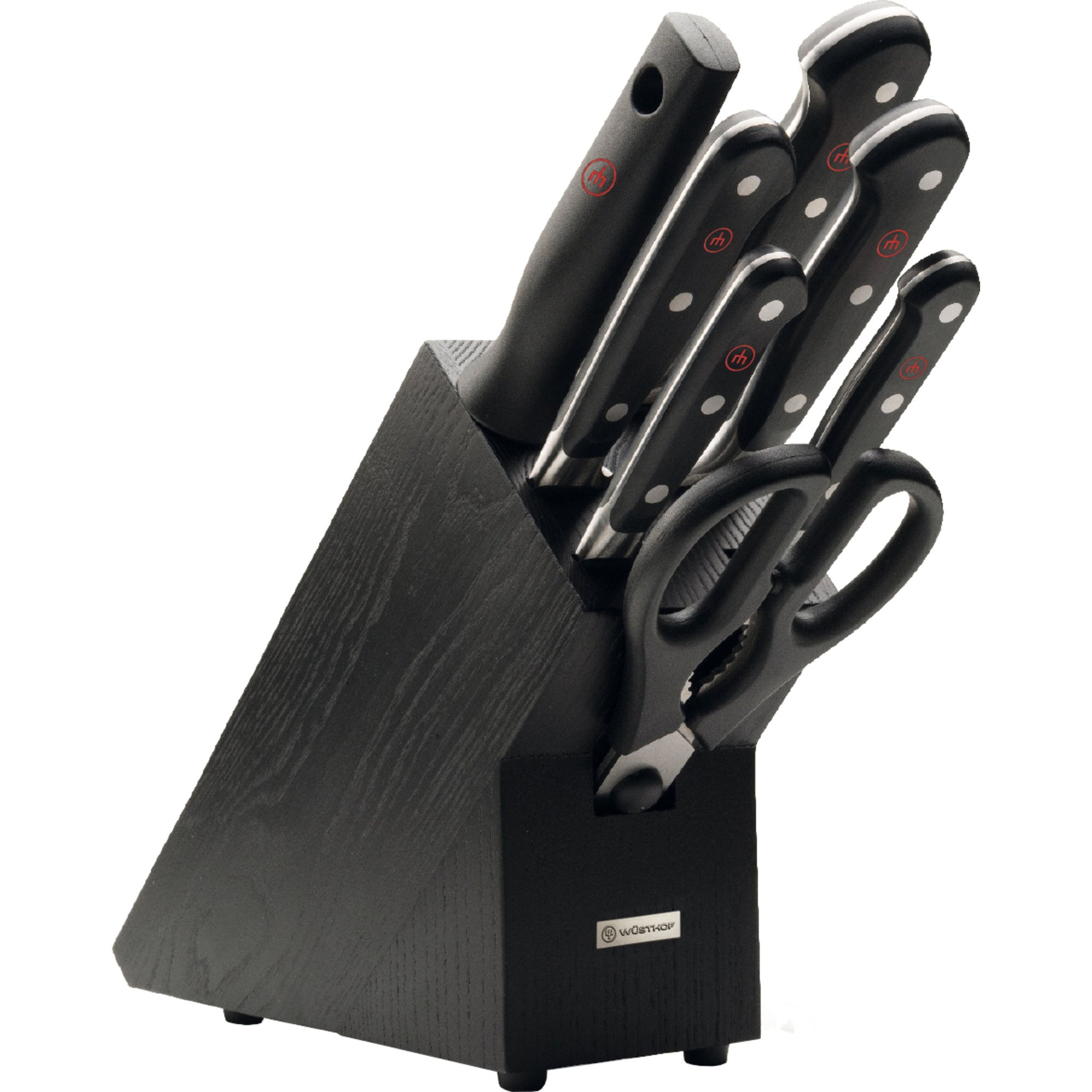 Classic Knivblock med 7 Knivar Askträ Svart