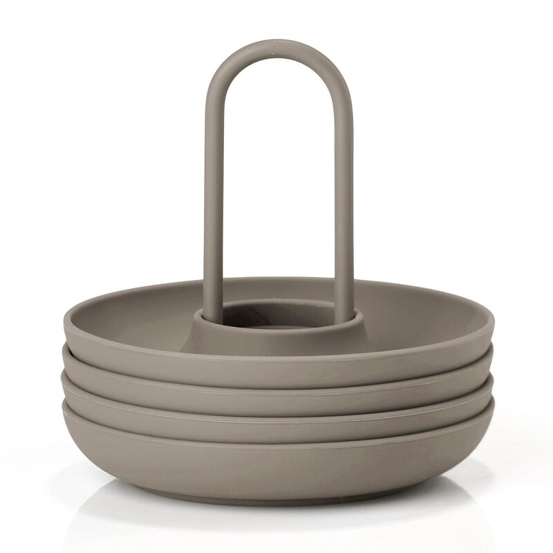 Eggekopp + holder 4 stk, taupe