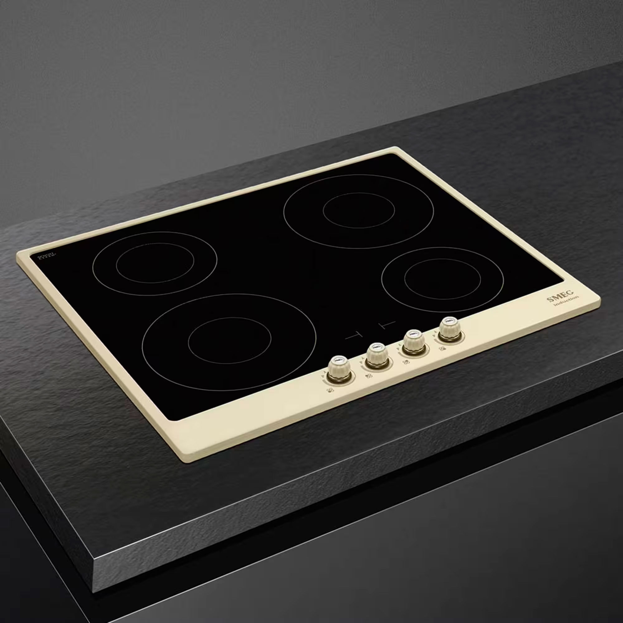 Colonial innbyggingsovn + induksjonstopp + kjøkkenvifte, creme