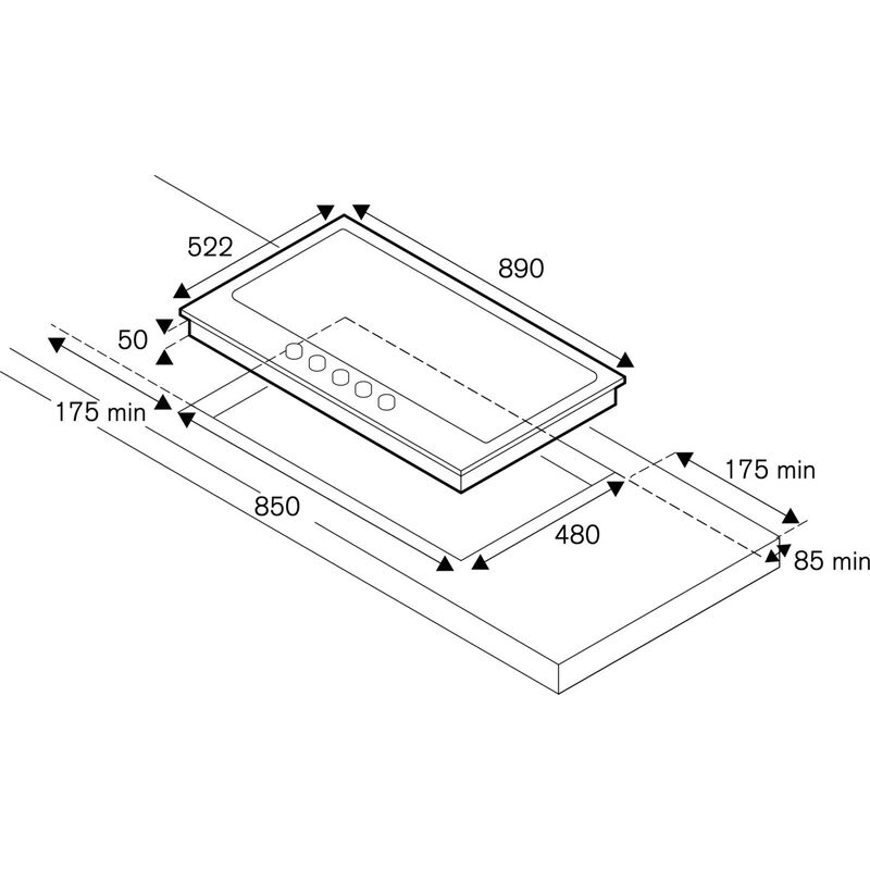 Modern P905CMODX gasskokeplate 5-bluss 90 cm, rustfritt stål