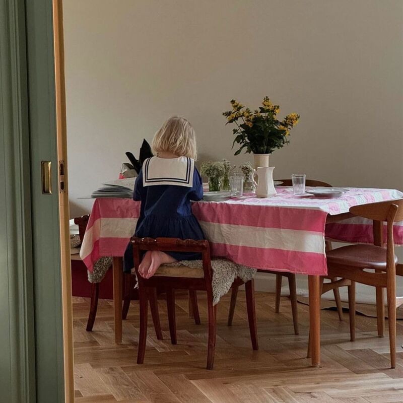 Gaia dug 145x145 cm, rosa/hvid