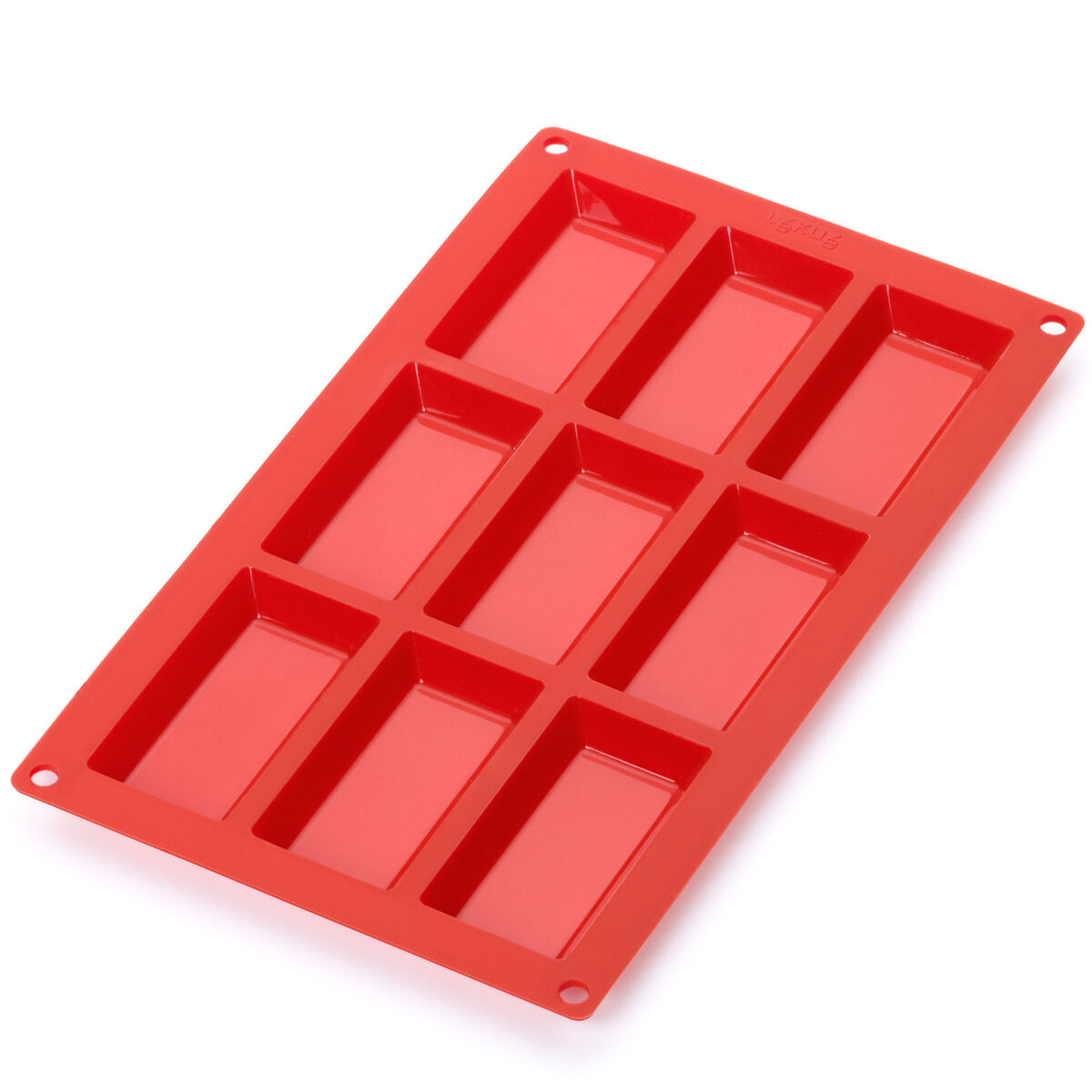 Financier silikoneform 9 huller, rød