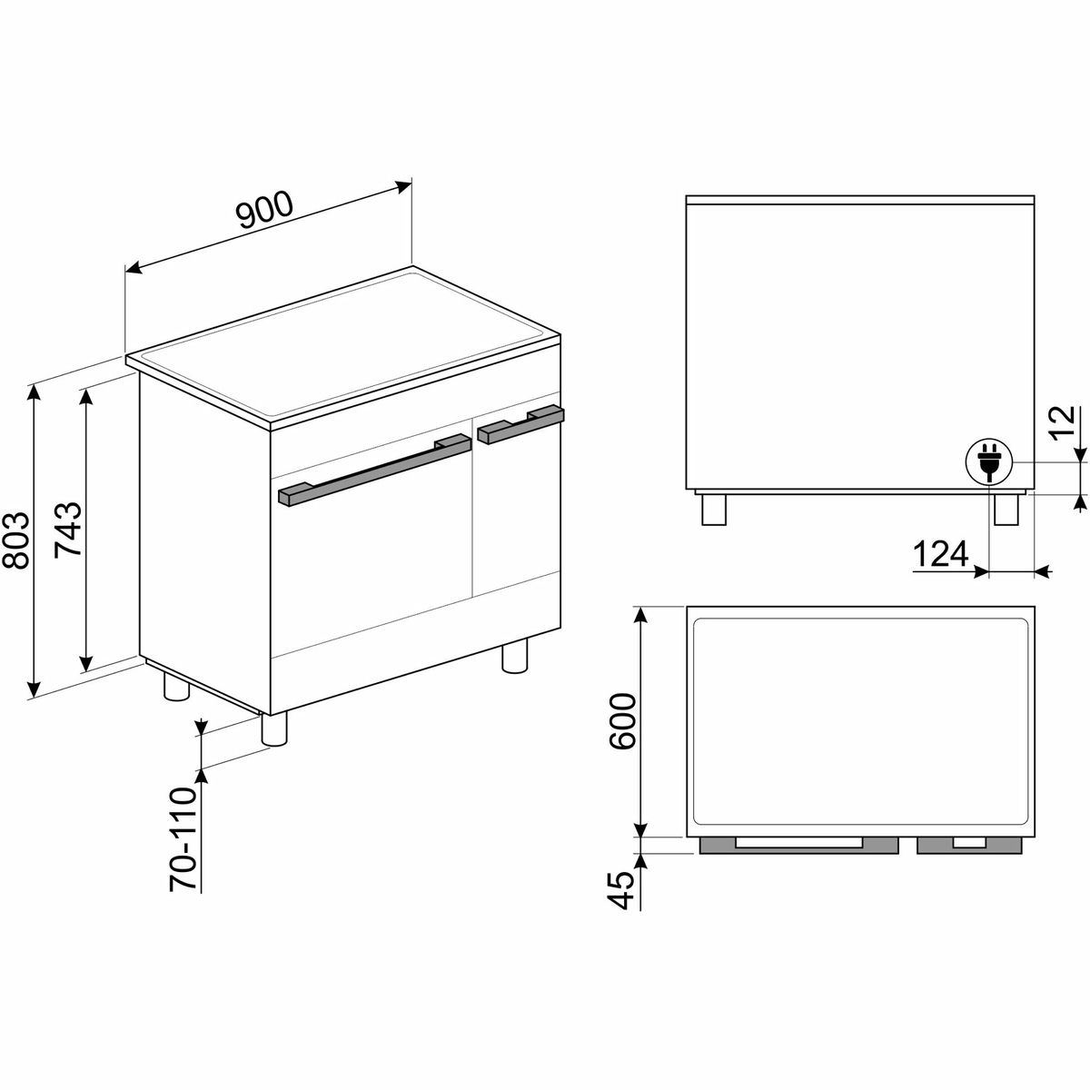 CPF92IM Portofino induktionskomfur 84,8 kg, hvid