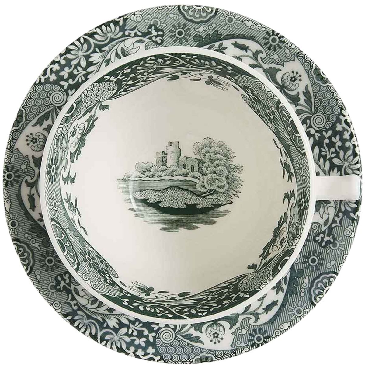 Heritage Green Italian tekopp med fat 20 cl, grønn/hvit