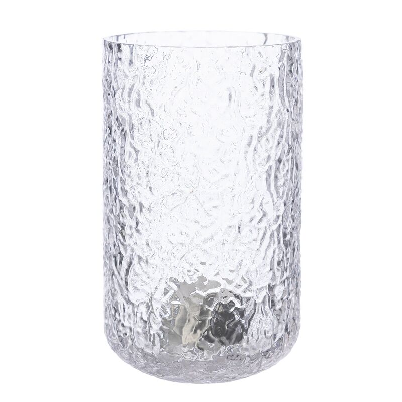 Lysestage 15 cm, mønstret glas