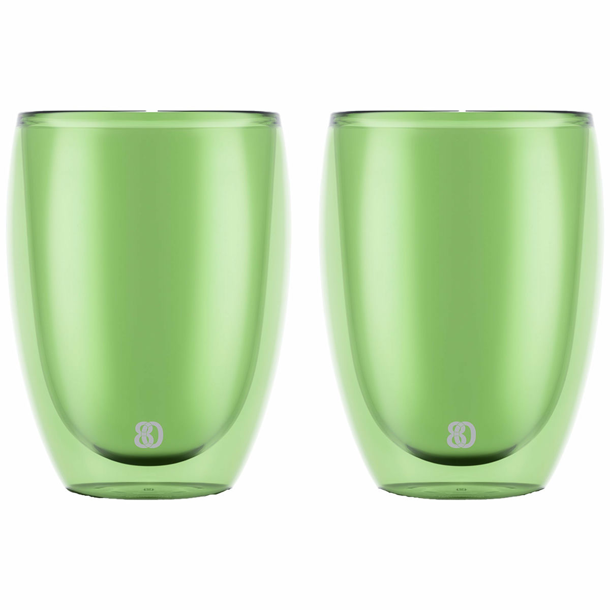 PAVINA dobbeltsidet glas 35 cl, grøn, 2 stk.