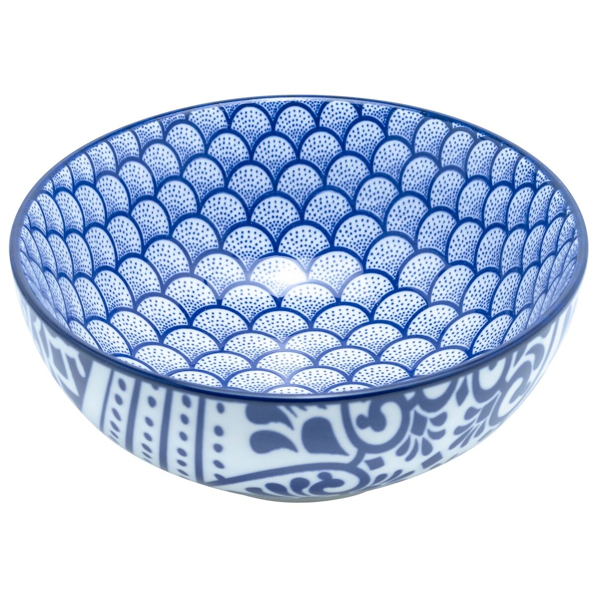 Akio skål 14 cm 4-pack, blå/vit