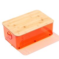 Brødboks med bambuslokk stor, oransje
