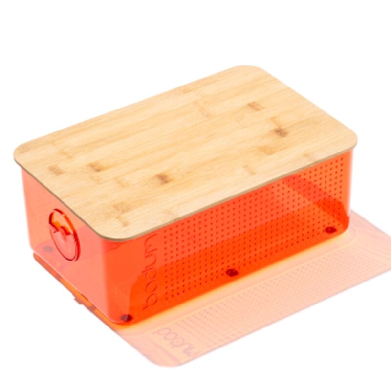 Brødboks med bambuslokk stor, oransje
