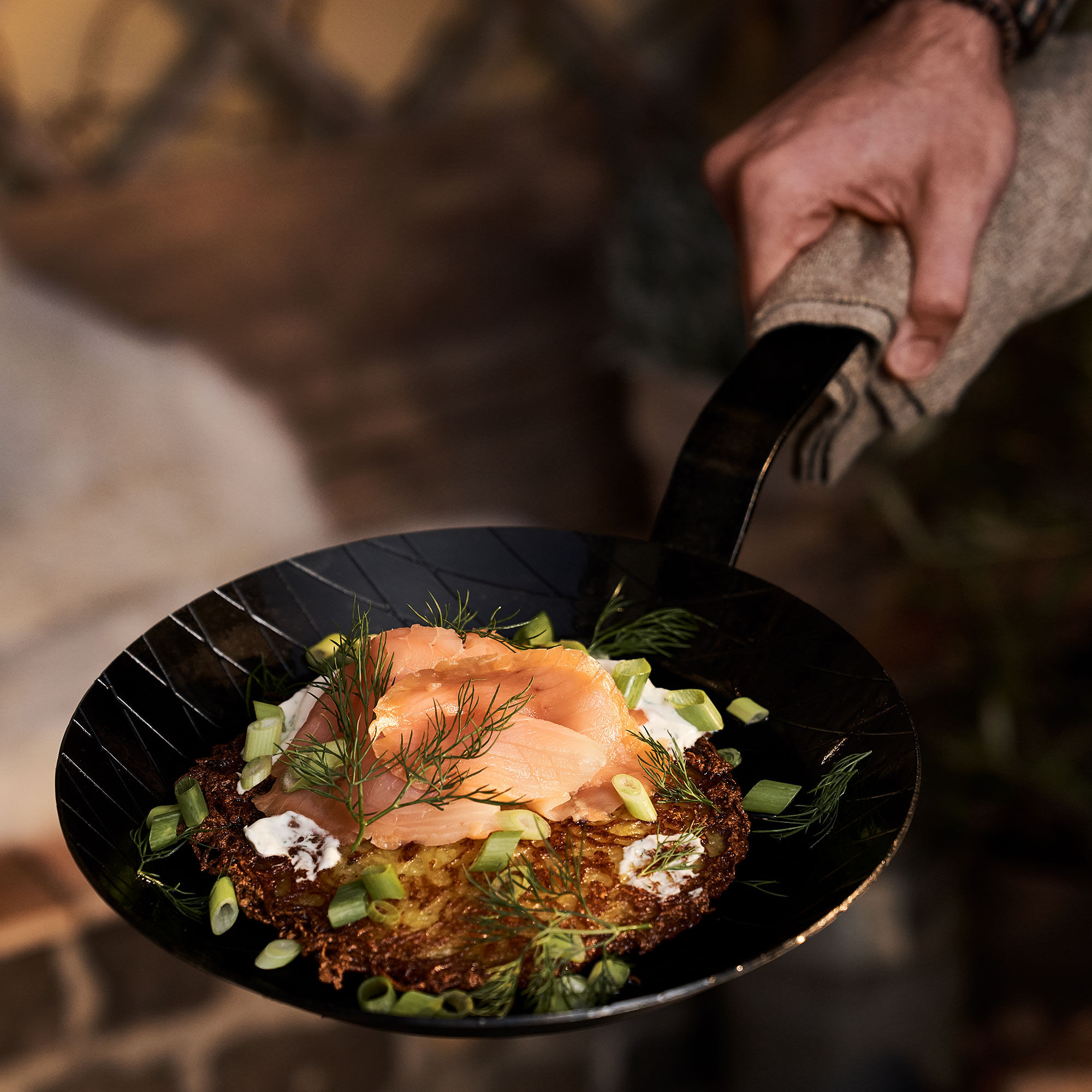 Forge stekepanne/grillpanne 28 cm, karbonstål