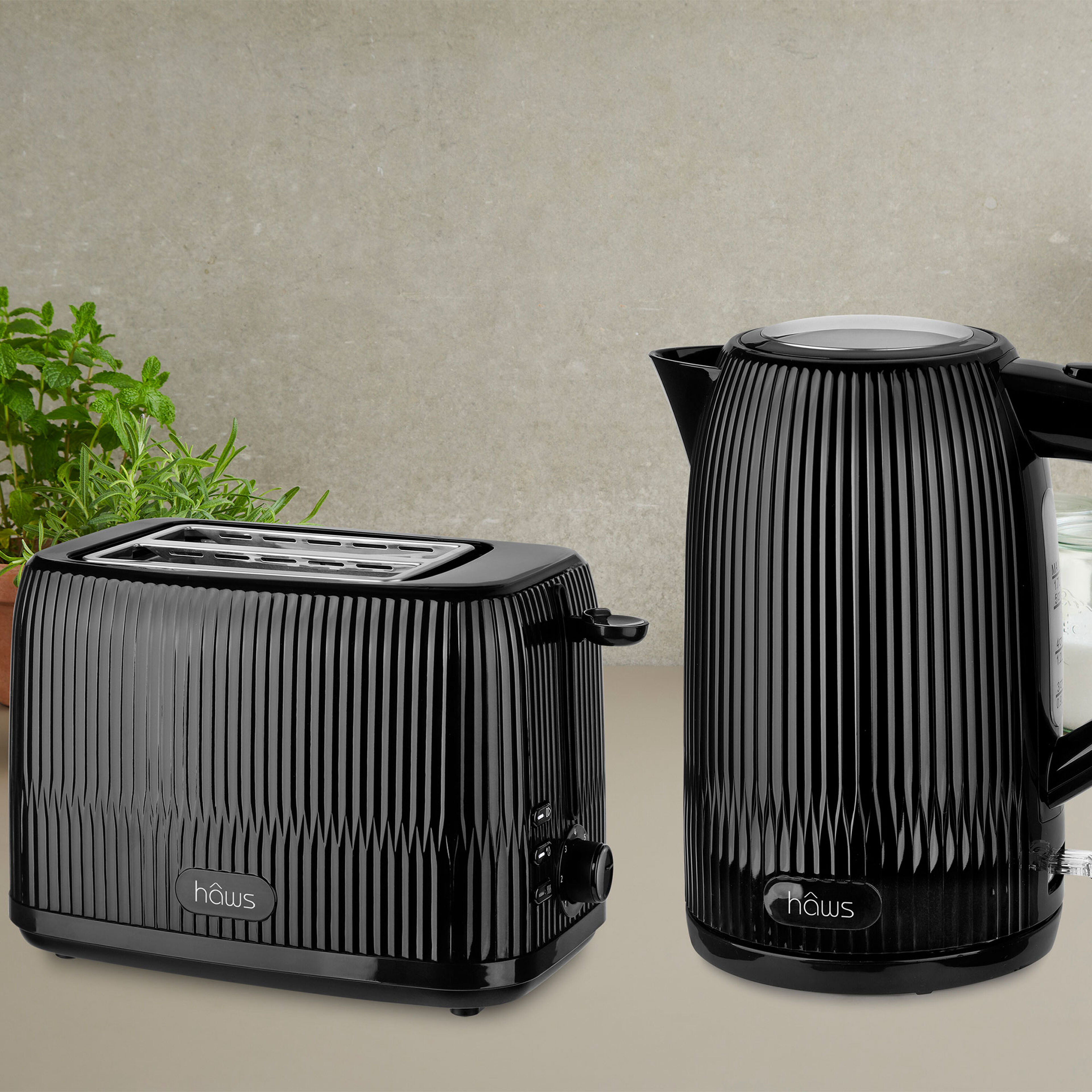 Brödrost & vattenkokare, svart