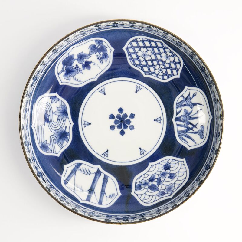 Matori Hishimon pastalautanen 20 cm, sininen/valkoinen