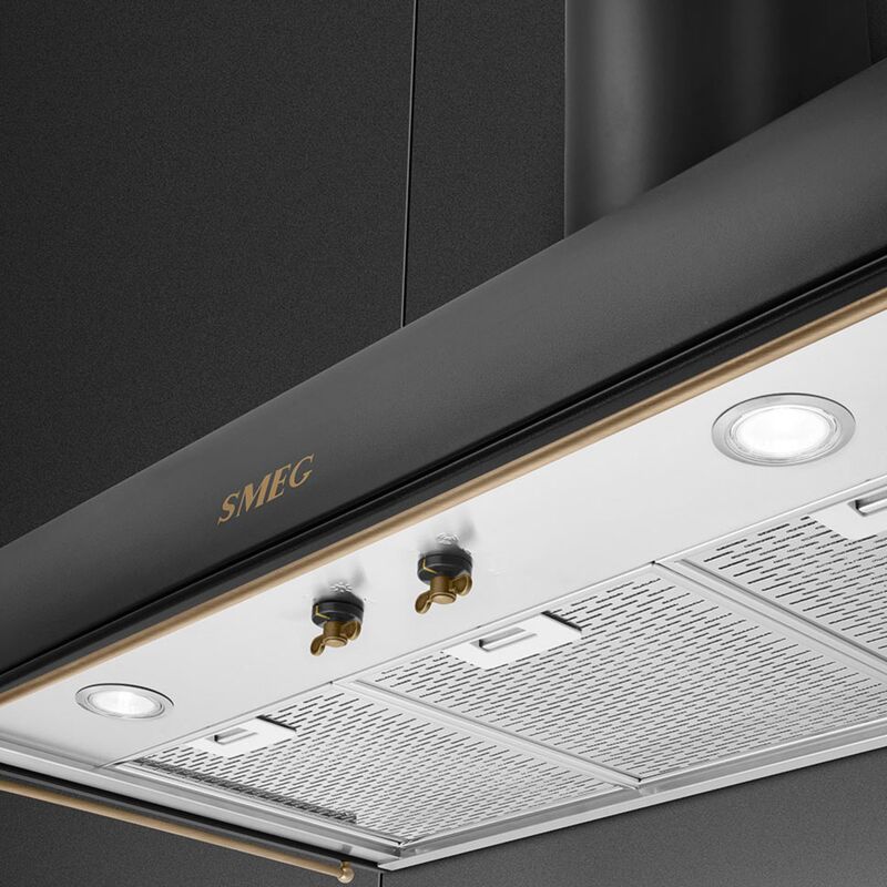 KS89AOE Seinälle asennettava liesituuletin, 90 cm, antrasiitti ja messinki