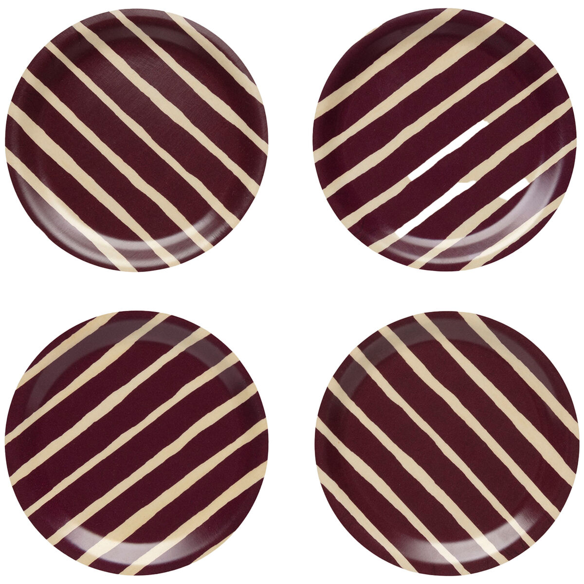 Piccolo glassunderlag 4 stk, bjørk/burgunder