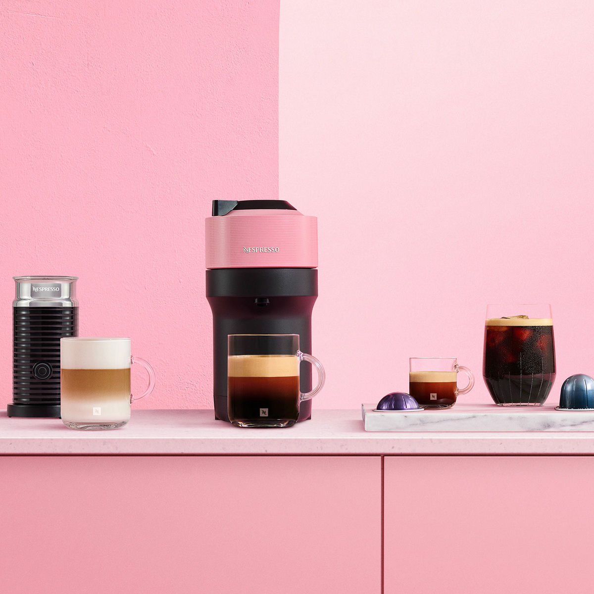Nespresso Vertuo Pop kapselmaskine, rosa