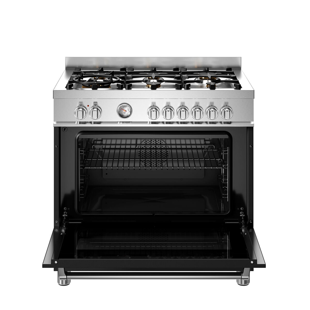 Bertazzoni MAS96L1ENET Master Gaskomfur 90 cm med enkeltovn og 6 brændere, mat sort