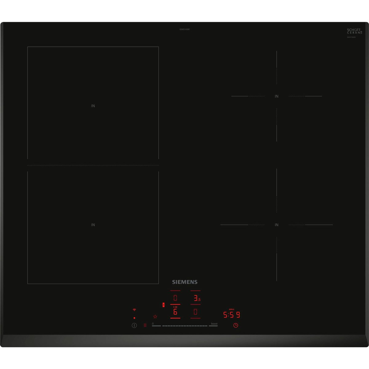 ED651HSB1E iQ500 induktionskogeplade, sort