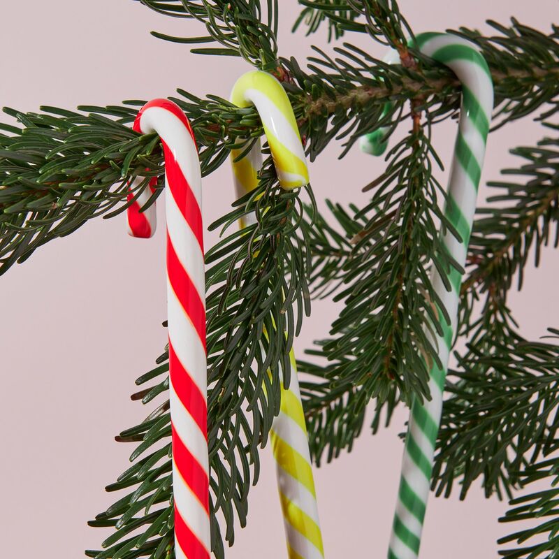 Polka glasdekoration, 17 cm, hvid/gul