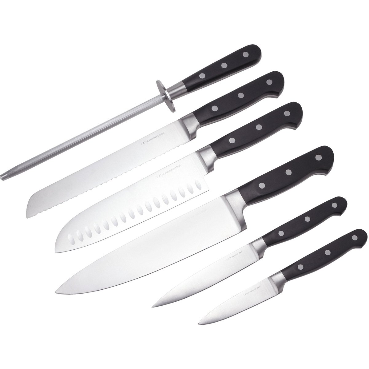 Knivsett 6 deler 1.4116 stål, klassisk design