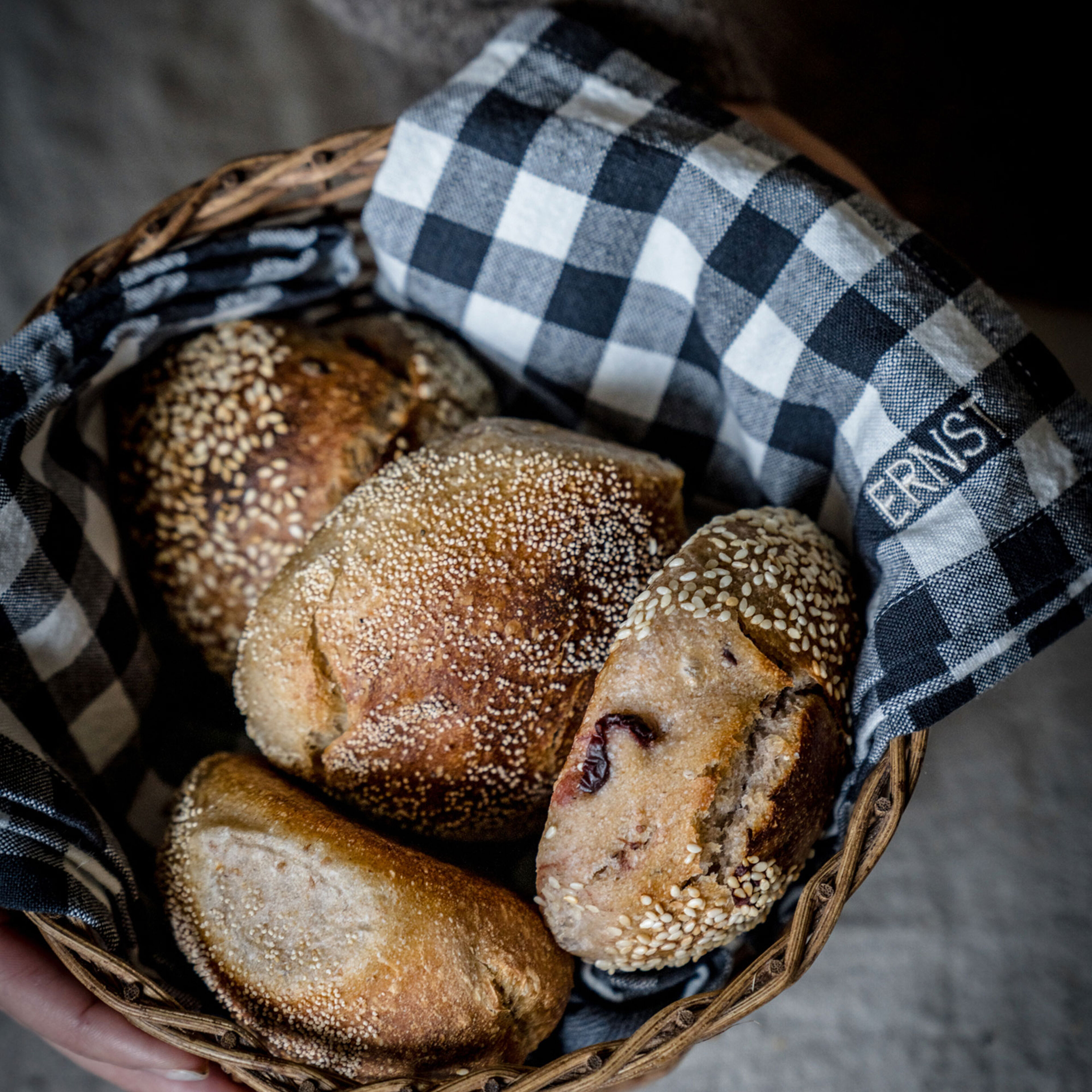 Ruta kökshandduk, gråblå/vit