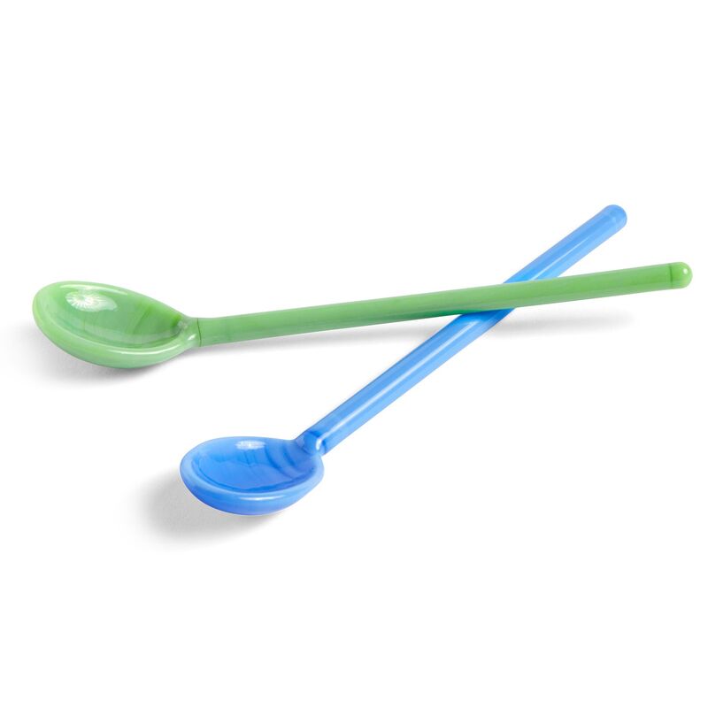 Mono skeer af glas, 2 stk, sky blå/grøn