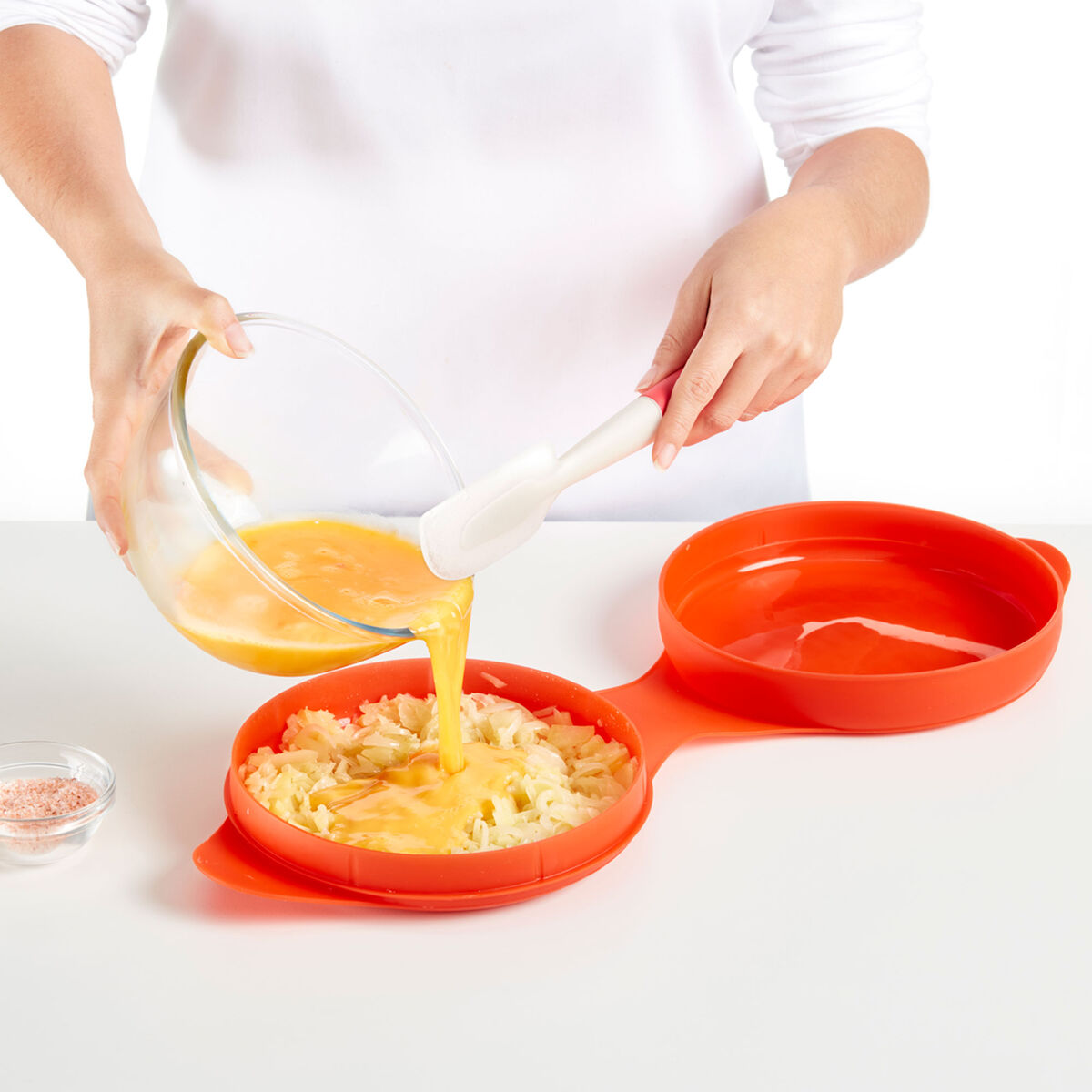 Spansk omeletform til mikroovn, rød