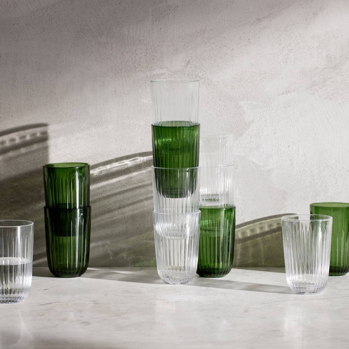 Hammershøi vandglas, 37 cl, Ø 8 cm, 4 stk, grøn