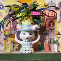 Lady med hatt vas 24,5 cm, grön