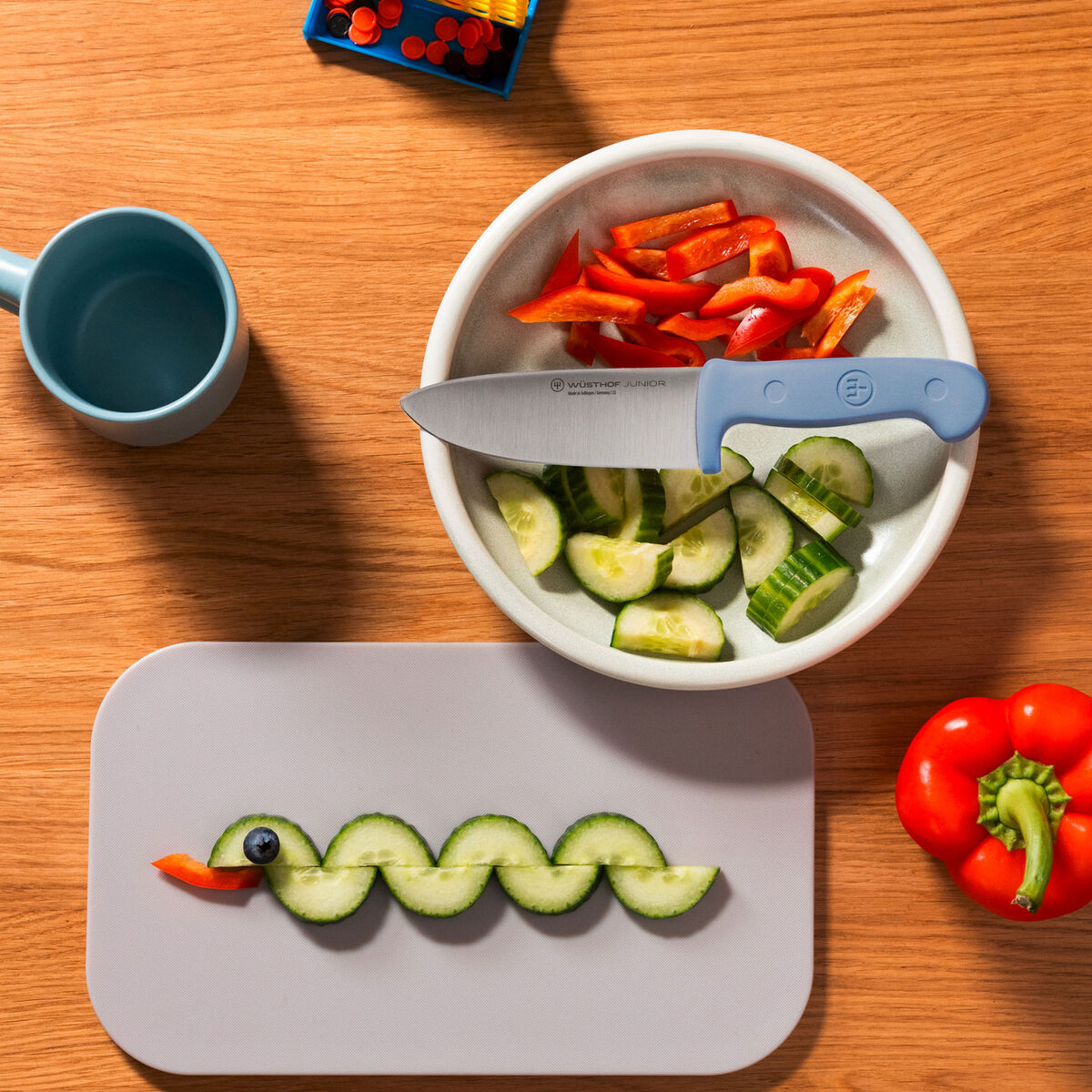 Junior kokkekniv 10 cm, blå