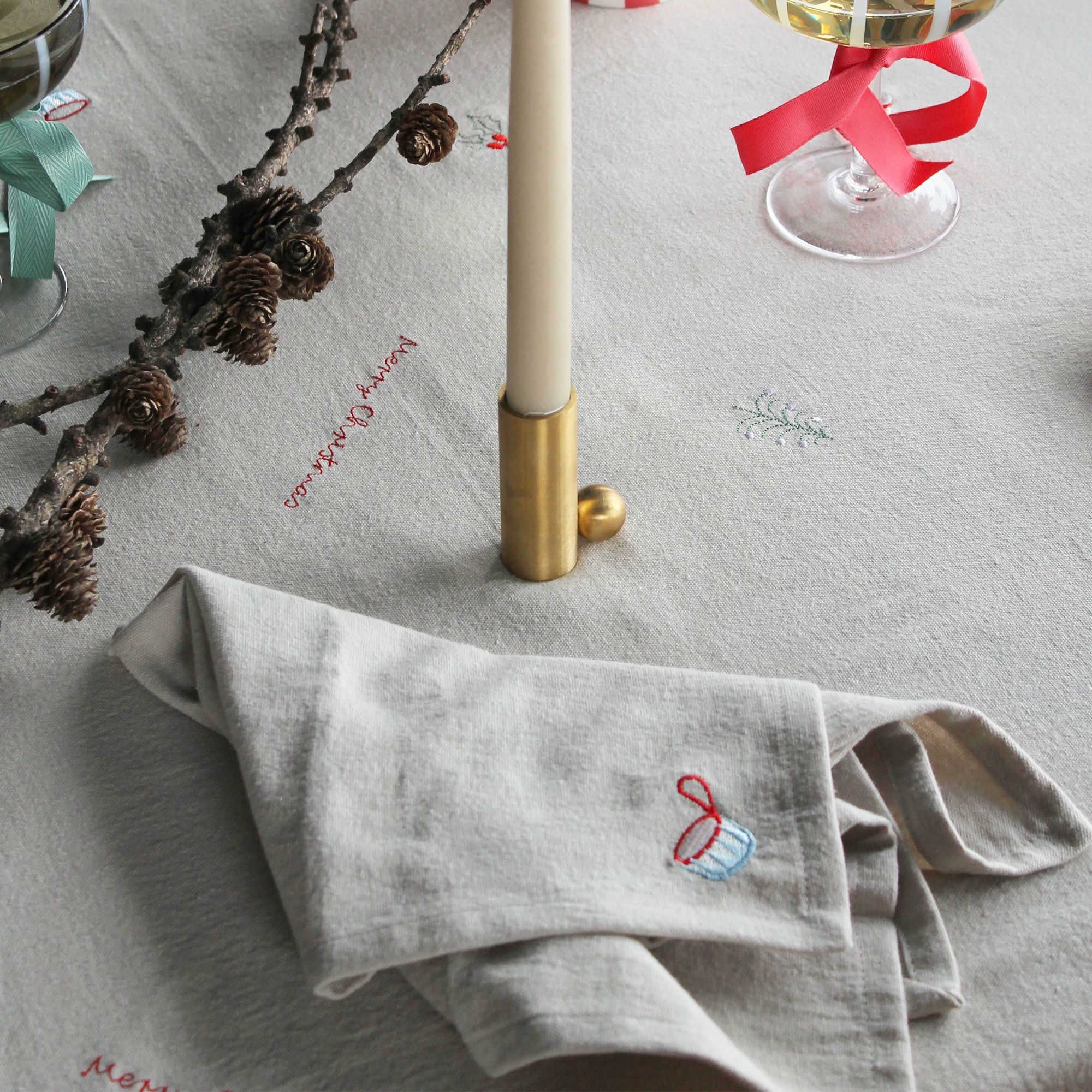 Alternativ bild 1 för OYOY LIVING - Christmas Napkin - Pack of 4 - Servetter av tyg - 306 Clay - L45 x W45 x H0,1 cm