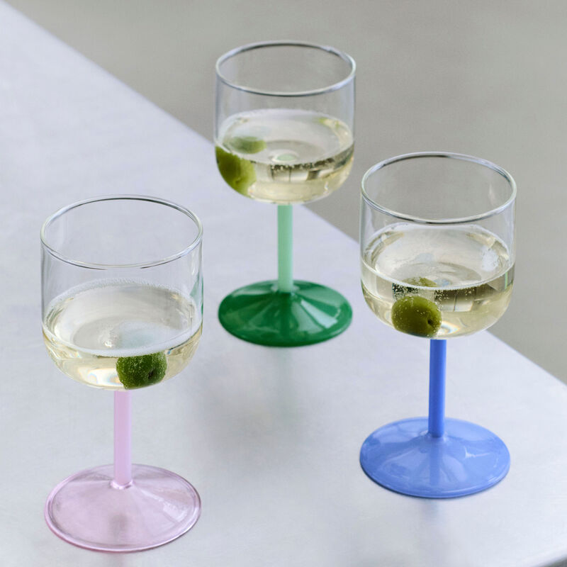 HAY Tint vinglas 2 stk., clear/jade light green/jade dark green