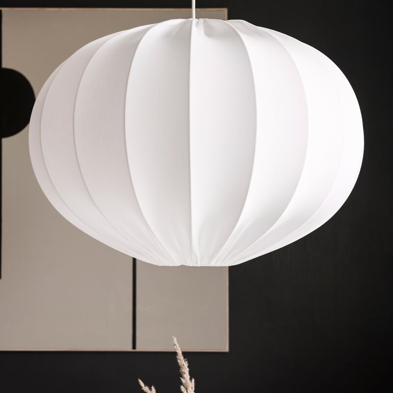 Loftslampe, oval kugle, 65 cm, hvid