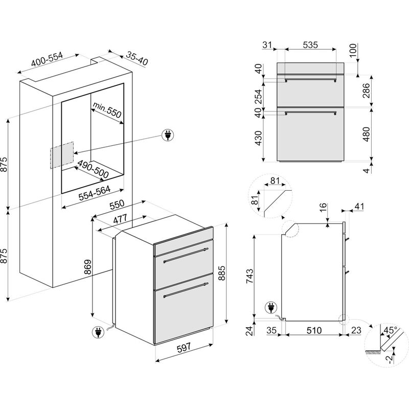 60cm Classic Dubbel Multifunktionsugn i Rostfritt Stål