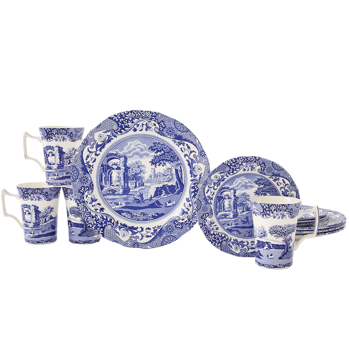 Spode Blue Italian stel 12 dele, blå/hvid