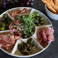 Ditte serveringsfad, beige/bordeaux