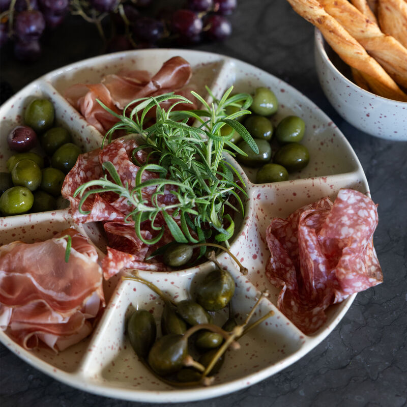 Ditte serveringsfad, beige/bordeaux