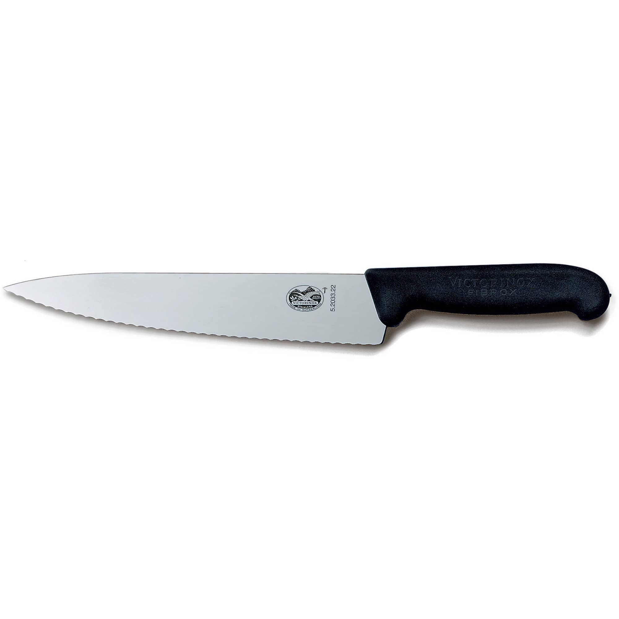 Kokkekniv  22 cm Bølgeskær med Fibrox greb Sort,1 stk