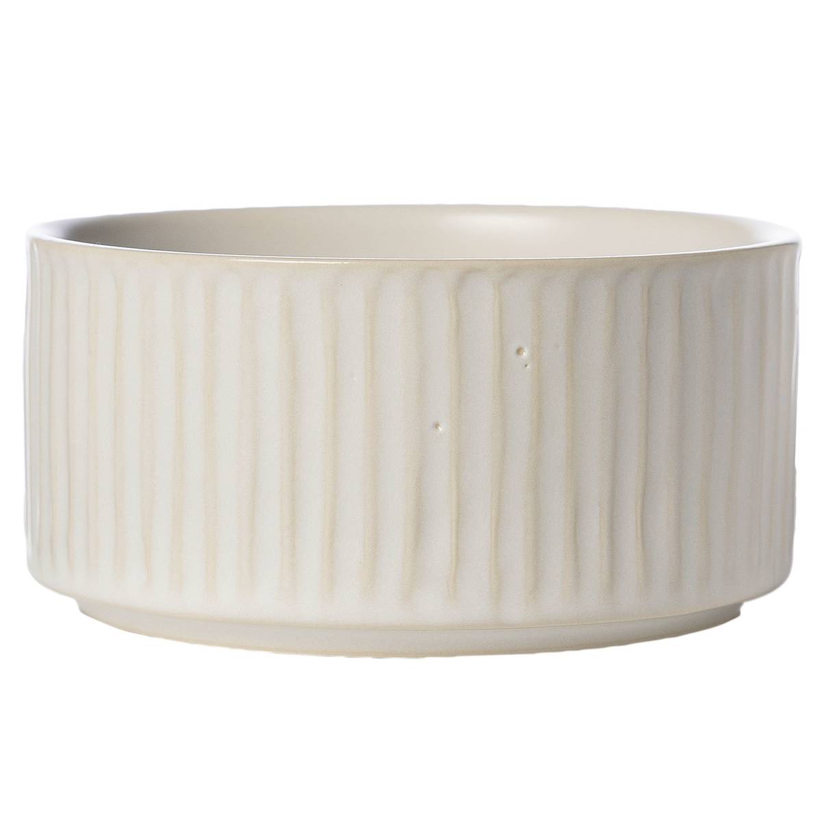 Skål räfflad 12 cm, naturvit