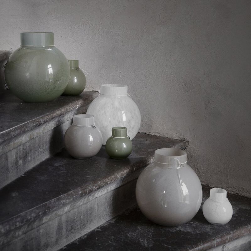 Glassvase rund 25 cm, Ø24, beige