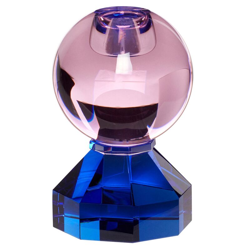 Gem lysestage, pink/blå