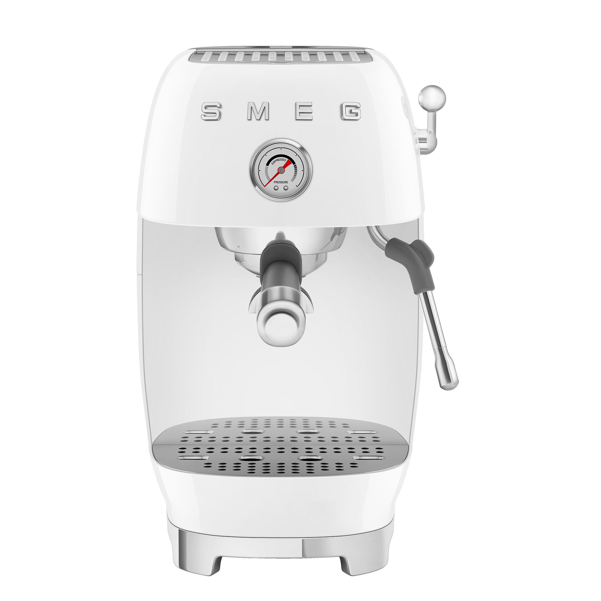 Smeg ECF03WHEU manuel espressomaskine med Cold Brew-funktion i hvid 50'er-stil