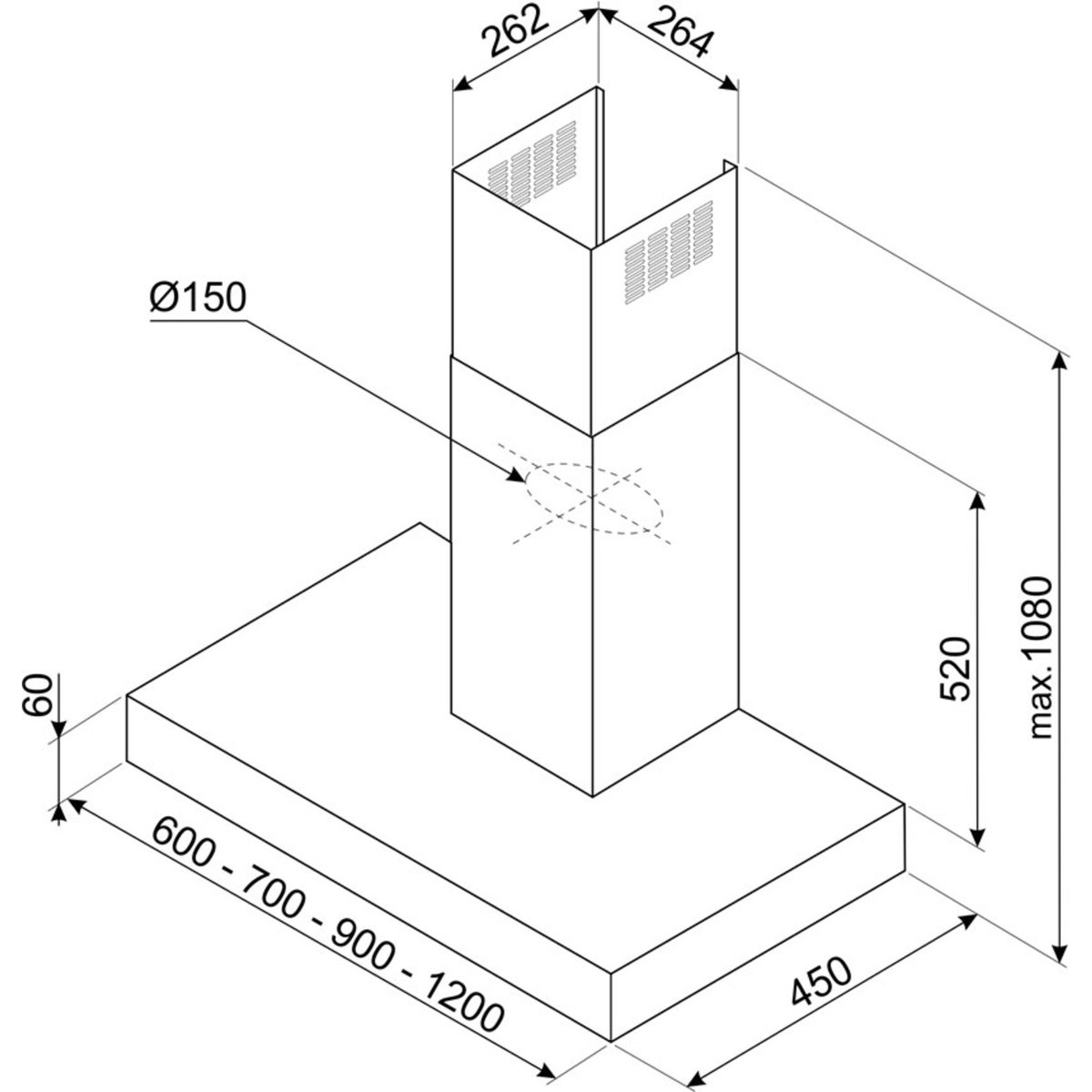 KBT900NE emhætte 90 cm, matsort