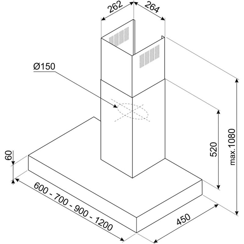 KBT900NE väggmonterad fläkt 90 cm, mattsvart