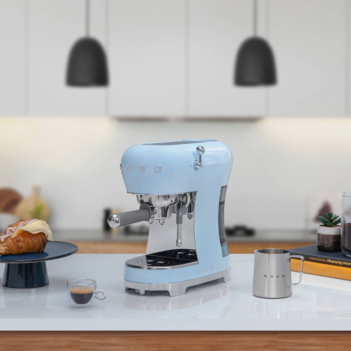 ECF02 Espressokone, pastellinsininen