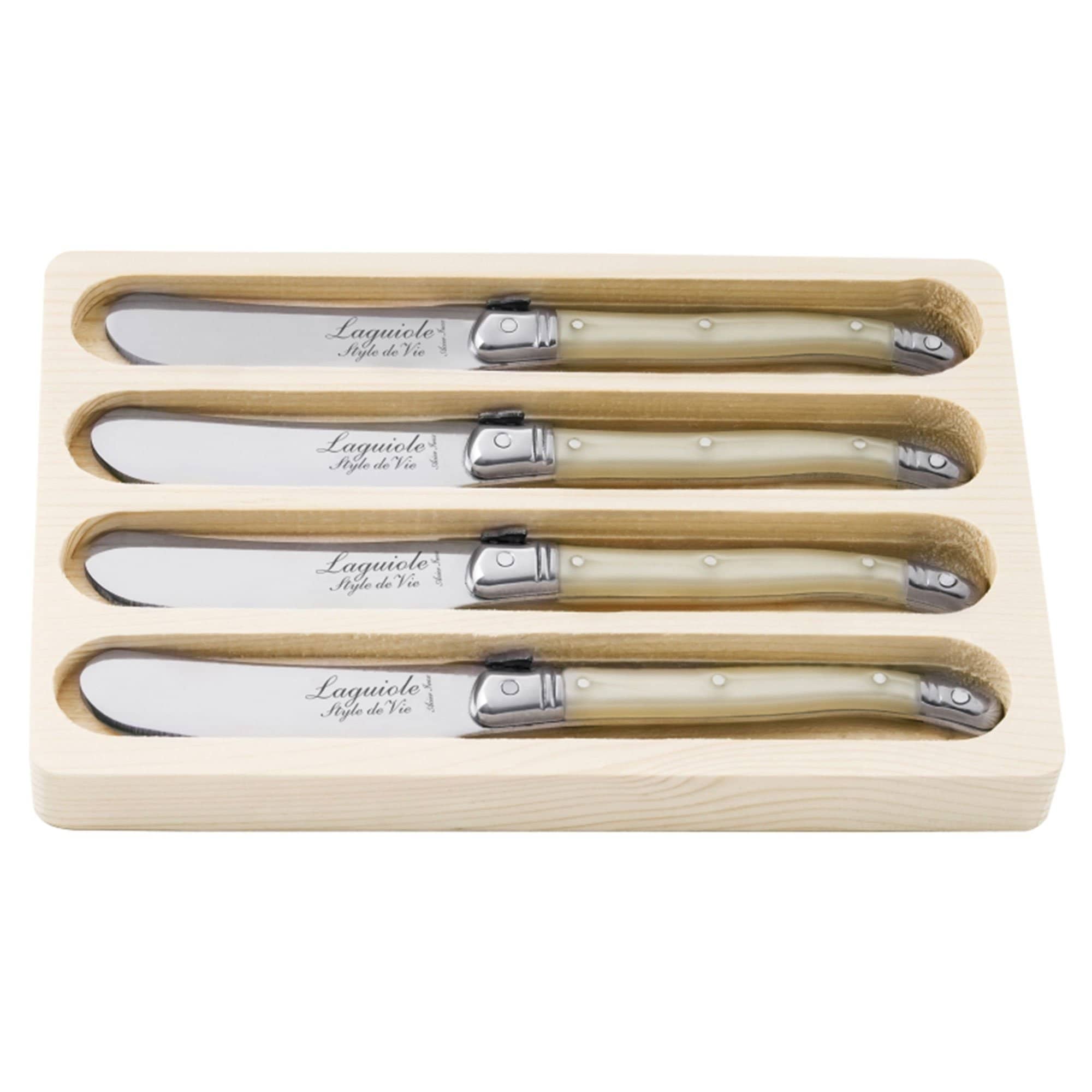 Laguiole Premium Line Smørkniv, pearl, 4 stk.