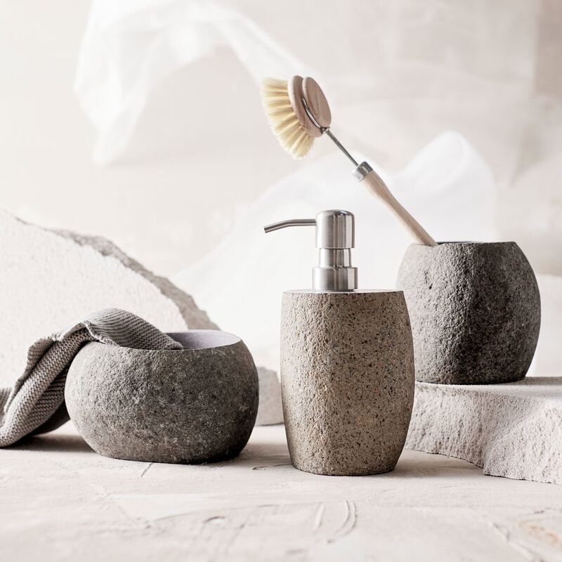 Valley såpe-/oppvaskmiddelpumpe, grå/natur