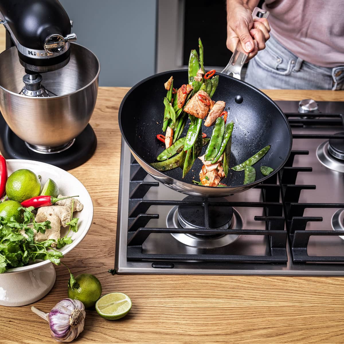 Wok 28 cm, ruostumaton teräs