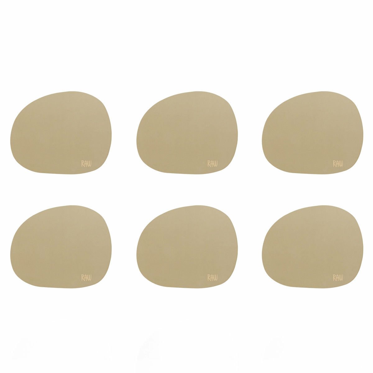 Raw glasunderlag silikone, beige, 6 stk.